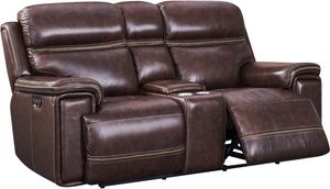 Leather Italia™ Georgetowne Fresno Brown Power Reclining Console Loveseat 