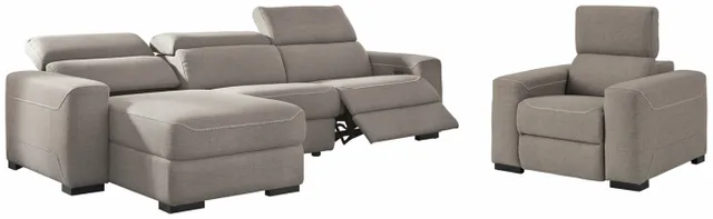 Signature Design by Ashley® Mabton 4-Piece Gray Living Room Set with Power Reclining Sofa