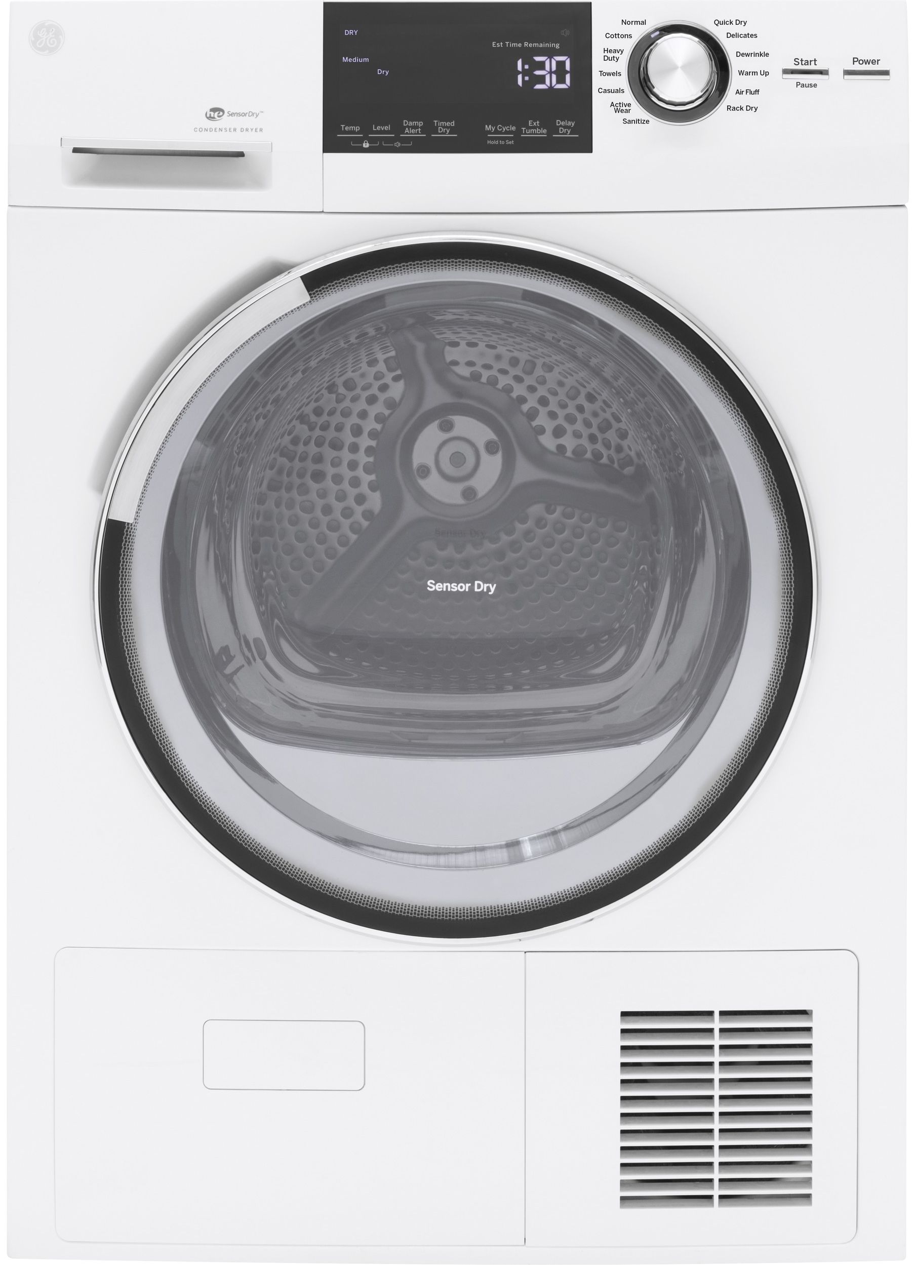 GE® 4.0 Cu. Ft. White Front Load Electric Dryer