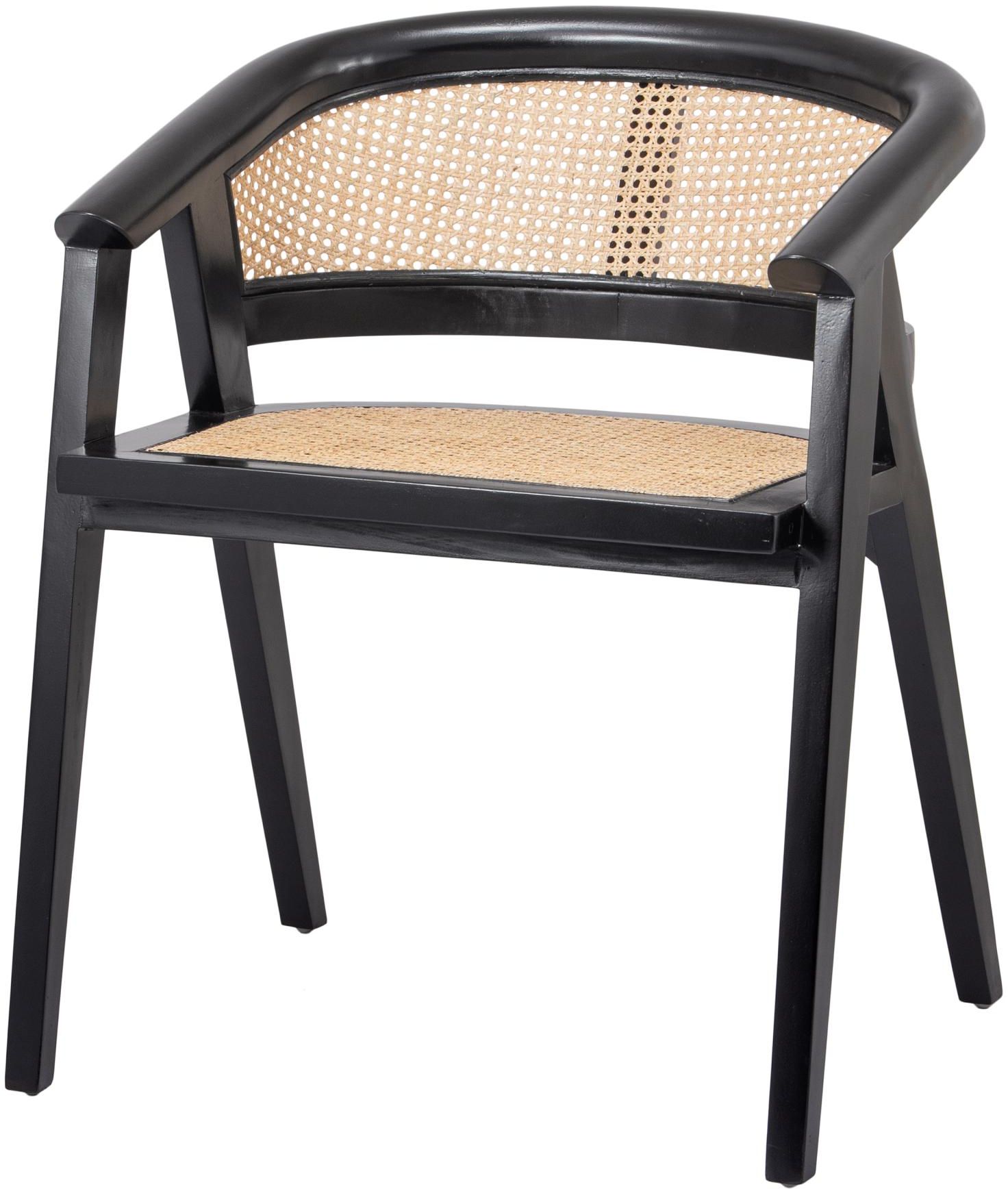 black wood rattan chair