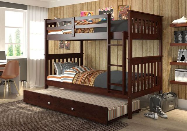 Donco Kids Mission Twin/Twin Bunkbed with Trundle Bed-2
