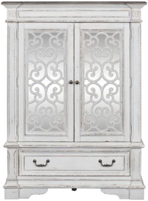 Liberty Abbey Park Antique White Mirrored Door Chest 1