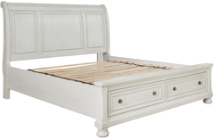 Ashley® Robbinsdale Antique White Queen Sleigh Storage Bed