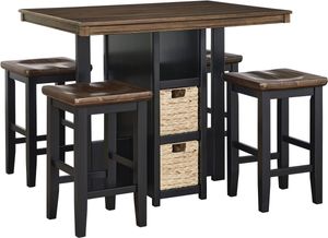 Signature Design by Ashley® Dolingham 5-Piece Black/Brown Counter Height Dining Table Set