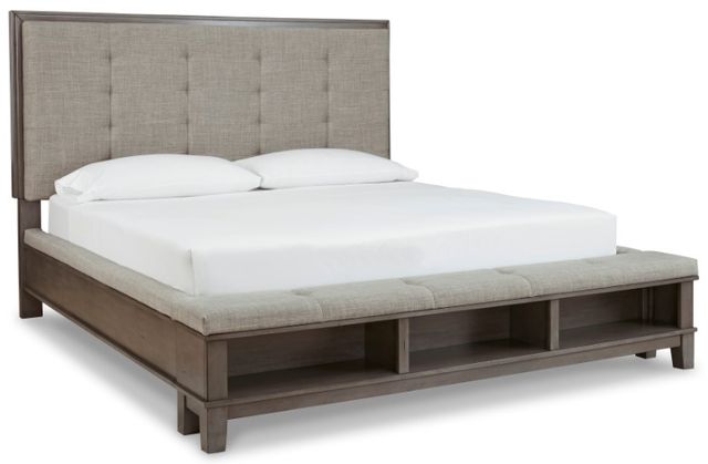 Benchcraft® Hallanden 3-Piece Gray King Storage Panel Bed Set-1