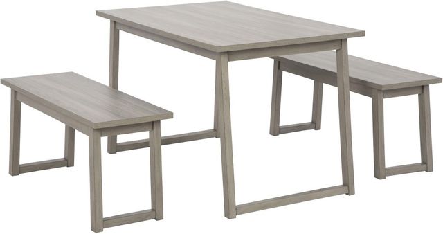 Signature Design by Ashley® Loratti 3-Piece Gray Dining Table and Benches Set-0