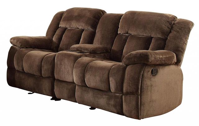 Homelegance® Laurelton Chocolate Double Reclining Glider Loveseat with Center Console