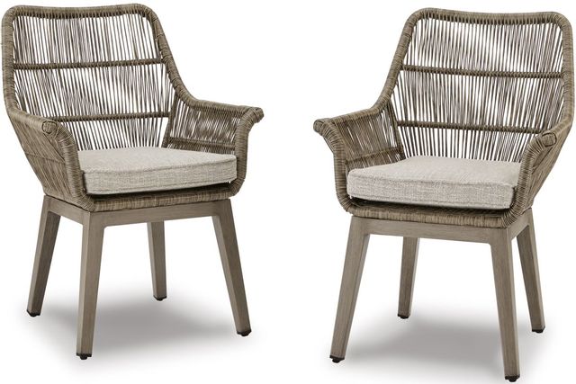 Signature Design by Ashley® Beach Front Set of 2 Beige Arm Chair with Cushion-0