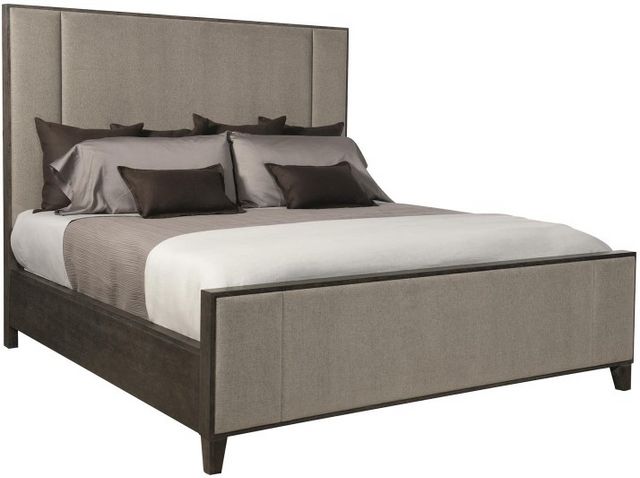 Bernhardt Linea Cerused Charcoal Upholstered Queen Panel Bed 0