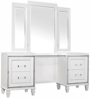 Homelegance® Tamsin White Metallic Vanity Dresser with Mirror