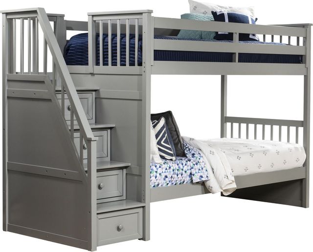 Hillsdale Furniture Schoolhouse Gray Twin/Twin Stair Youth Bunk Bed-1