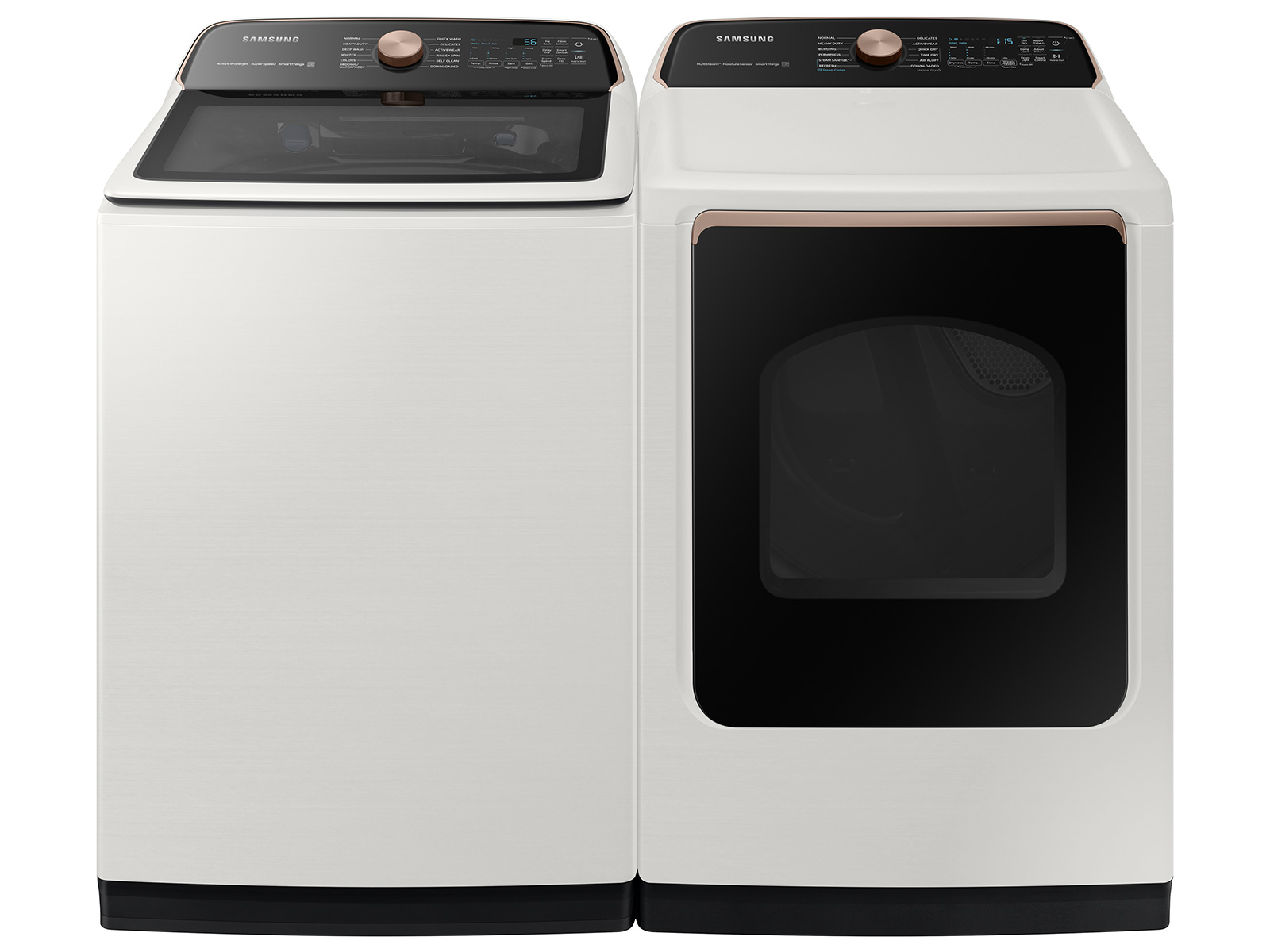 Samsung top load washer and dryer with gold detailing