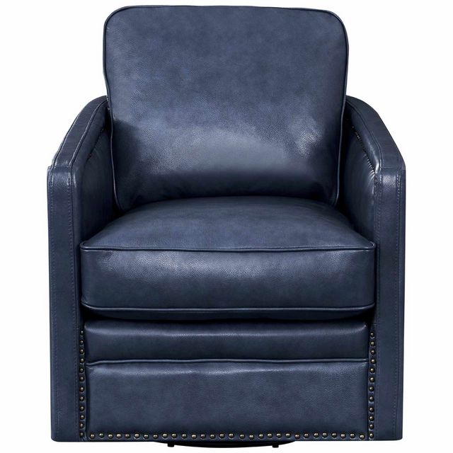 Leather Italia Alto Navy Leather Swivel Chair-1