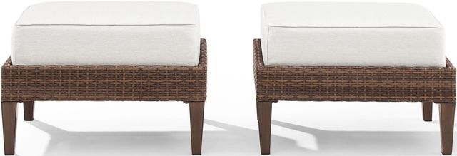 Crosley Furniture® Capella 2-Piece Brown/Creme Outdoor Ottoman Set-1