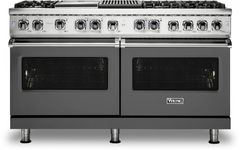 Viking® 5 Series 60" Damascus Grey Pro Style Dual Fuel Liquid Propane Range with 12" Griddle and 12" Grill
