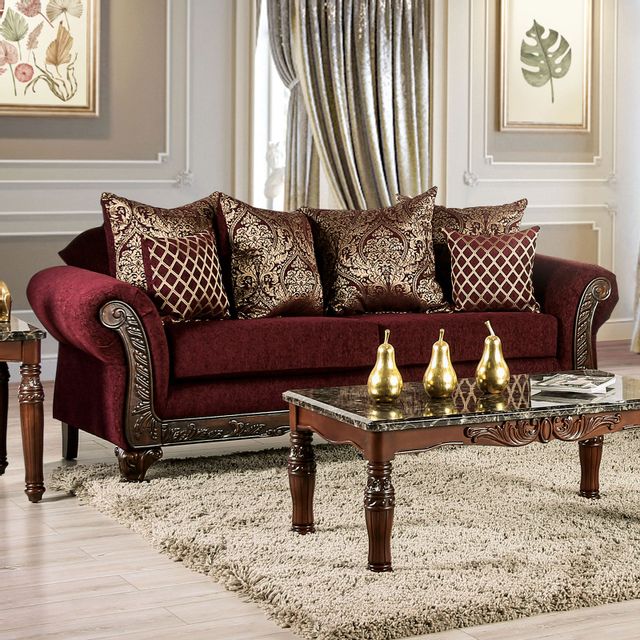 Sm6110-sf Furniture Of America Tabitha - Wine Sofa - Wine