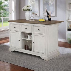 Furniture of America® Scobey Oak and White Kitchen Island