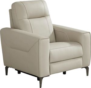 Parkside Heights Beige Leather Dual Power Recliner