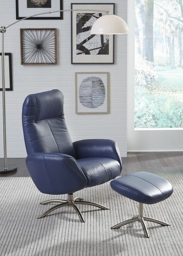 Palliser® Furniture Q05 Quantum Blue Chair and Ottoman 5