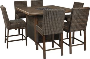 Signature Design by Ashley® Paradise Trail 7-Piece Brown Outdoor Bar Table Set