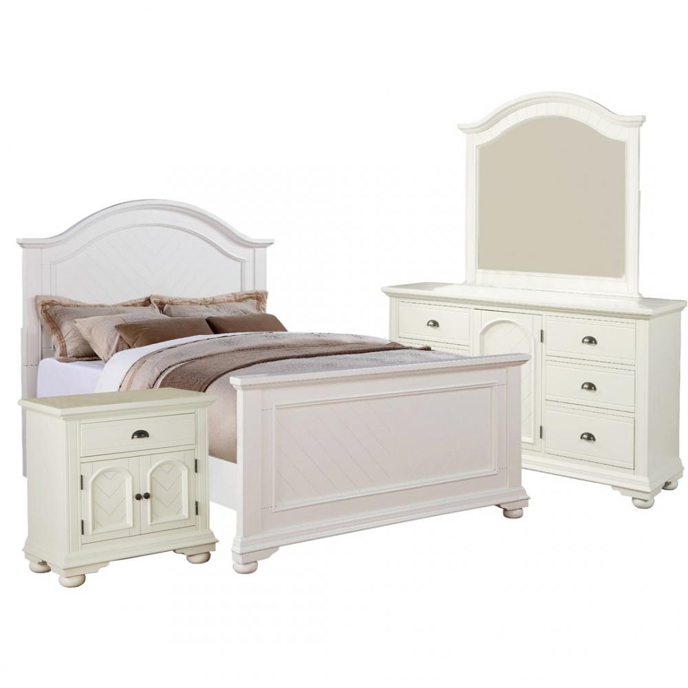 Elements Brook White Queen Bed, Dresser, Mirror & Nightstand