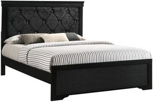 Crown Mark Amalia Black Full Upholstered Panel Bed