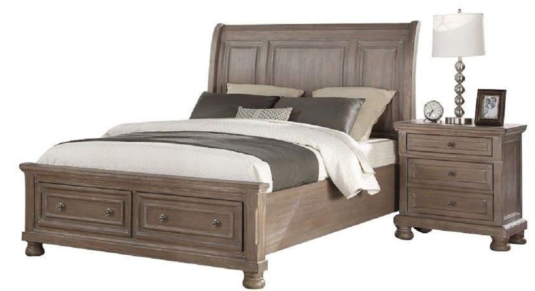 New Classic® Furniture Allegra Pewter Eastern King Sleigh Storage Bed