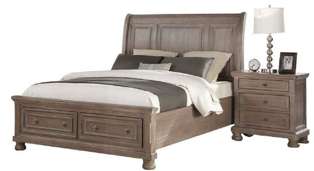 New Classic® Furniture Allegra Pewter Eastern King Sleigh Storage Bed-0
