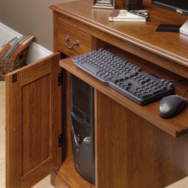 Sauder® Camden County Planked Cherry Computer Desk With Hutch 2