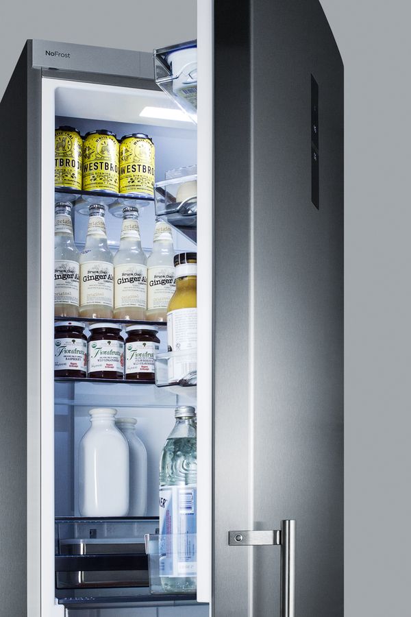 Summit® 12.8 Cu. Ft. Stainless Steel Counter Depth Built In Bottom Freezer Refrigerator 2
