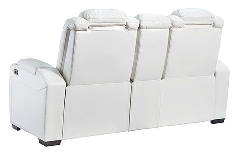 Signature Design by Ashley® Party Time White Power Reclining Loveseat 8