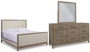 Signature Design by Ashley® Chrestner 3-Piece Gray California King Upholstered Panel Bed Set