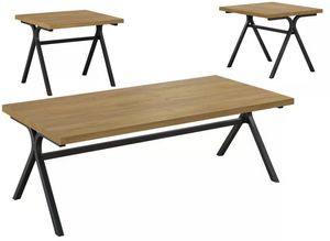 Coaster® 3-Piece Golden Oak/Gunmetal Occasional Table Set