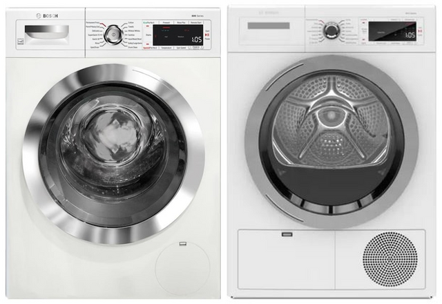 Bosch 800 Series Smart 24" Compact Front Load Washer + Condensation Dryer Pair with Home Connect-0