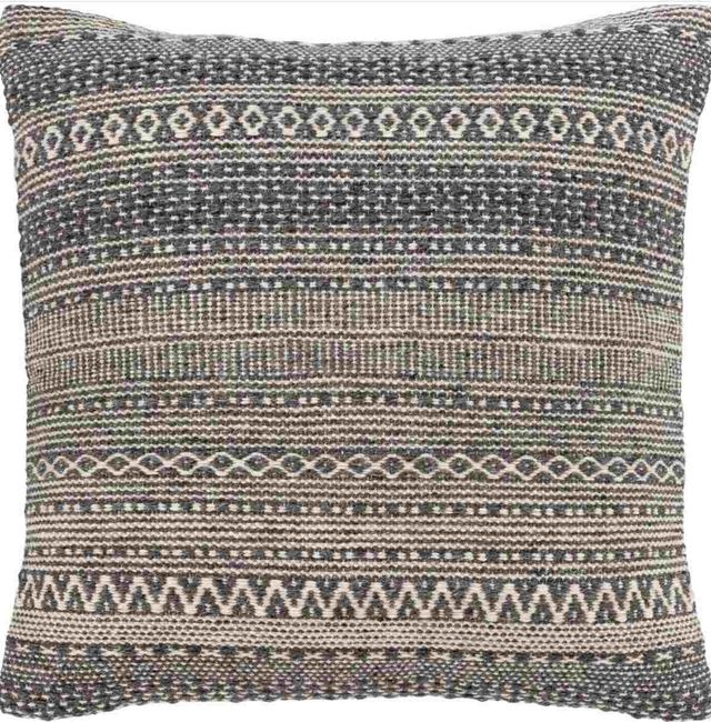 Surya Leif Charcoal/Ivory 20"x20" Pillow Shell with Polyester Insert-0