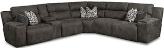 Southern Motion™ After Party 6-Piece Ink Power Headrest Sectional with USB Ports and Wireless Charging Console Set