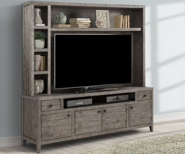 Parker House® Tempe Grey Stone 84" TV Console with Hutch and Back Panel 1
