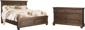 Signature Design by Ashley® Flynnter 2-Piece Medium Brown Queen Panel Storage Bed Set