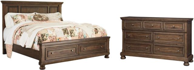 Signature Design by Ashley® Flynnter 2-Piece Medium Brown Queen Panel Storage Bed Set