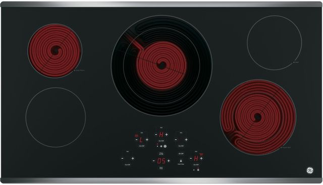 GE® 36" Stainless Steel on Black Electric Cooktop-1