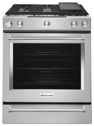 Open Box **Scratch and Dent** KitchenAid® 30" Stainless Steel Slide In Dual Fuel Range