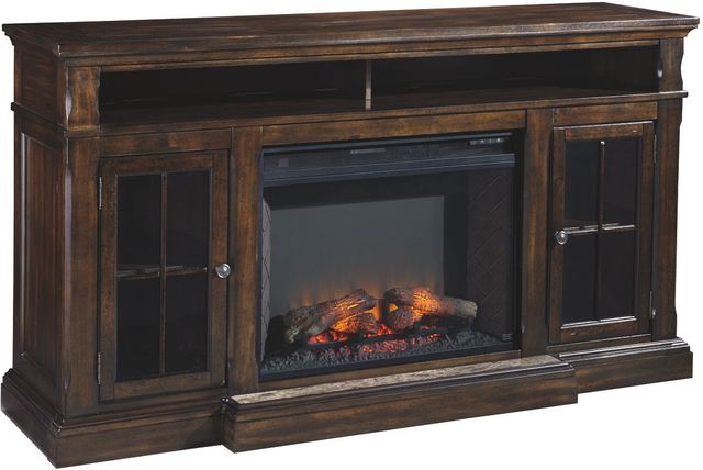 Signature Design by Ashley® Roddinton Dark Brown Extra Large TV Stand with Fireplace Option-1