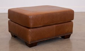 USA Premium Leather Furniture 4950 Saddle Glove All Leather Ottoman