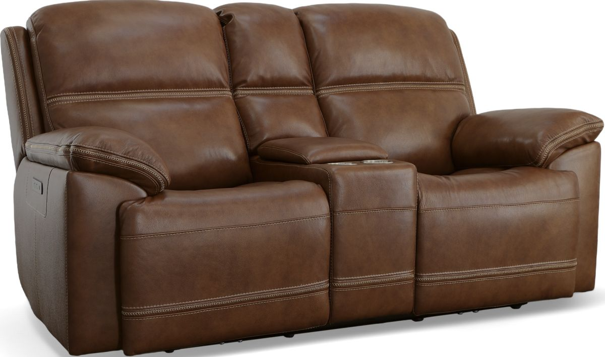 Flexsteel fenwick leather power discount reclining sofa with power headrests