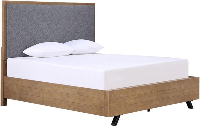 Taylor Light Honey Brown And Grey Upholstered Panel Bedroom Set