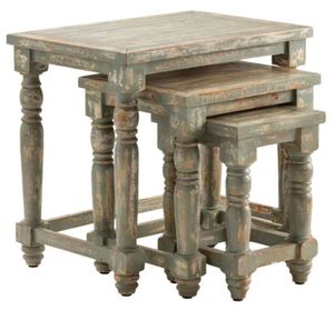 Crestview Collection Bengal Manor Ishana 3-Piece Green/Tan Nesting Table Set