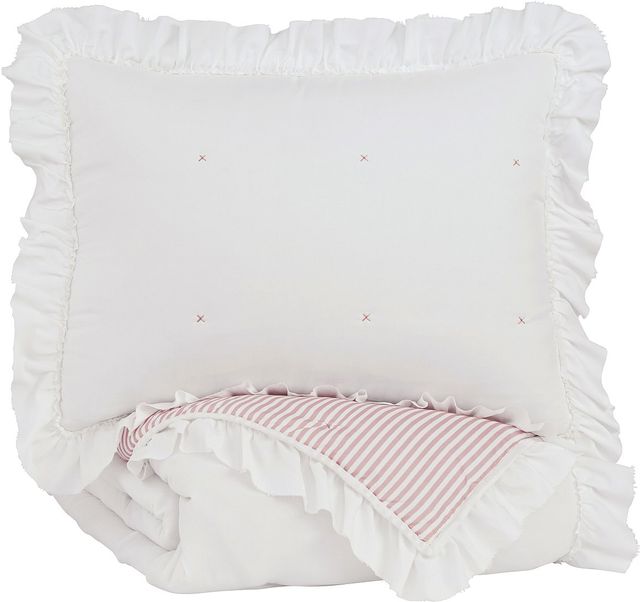 Signature Design by Ashley® Jenalyn White/Light Pink Twin Comforter Set-0