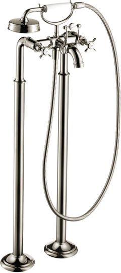 AXOR Montreux Polished Nickel 2-Handle Freestanding Tub Filler Trim with Cross Handles and 1.8 GPM Handshower