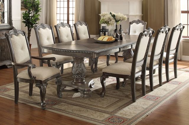 Crown Mark Kiera Gray 8 Piece Double Pedestal Dining Room Collection-1