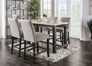 Furniture of America® Brule 5-Piece Antique Black/Light Gray Counter-Height Dining Set